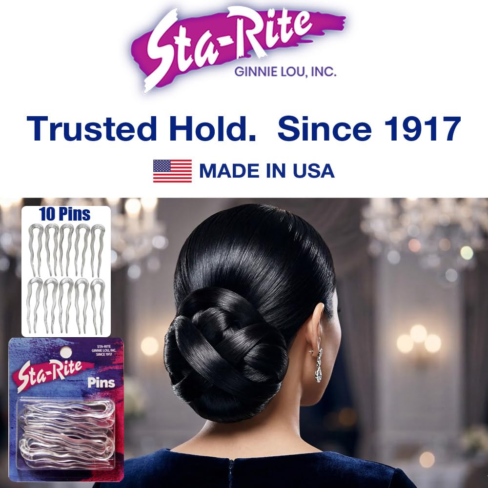 Sta-Rite pins securing a low bun, showing discreet invisible hold