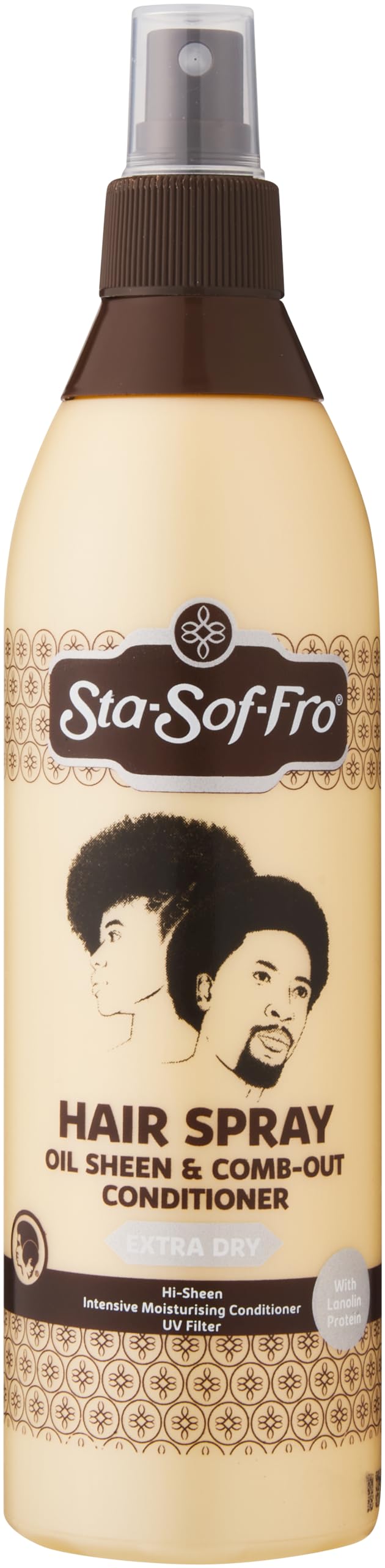 Sta-Sof-Fro bottle front packaging showing label and spray nozzle, for easy application