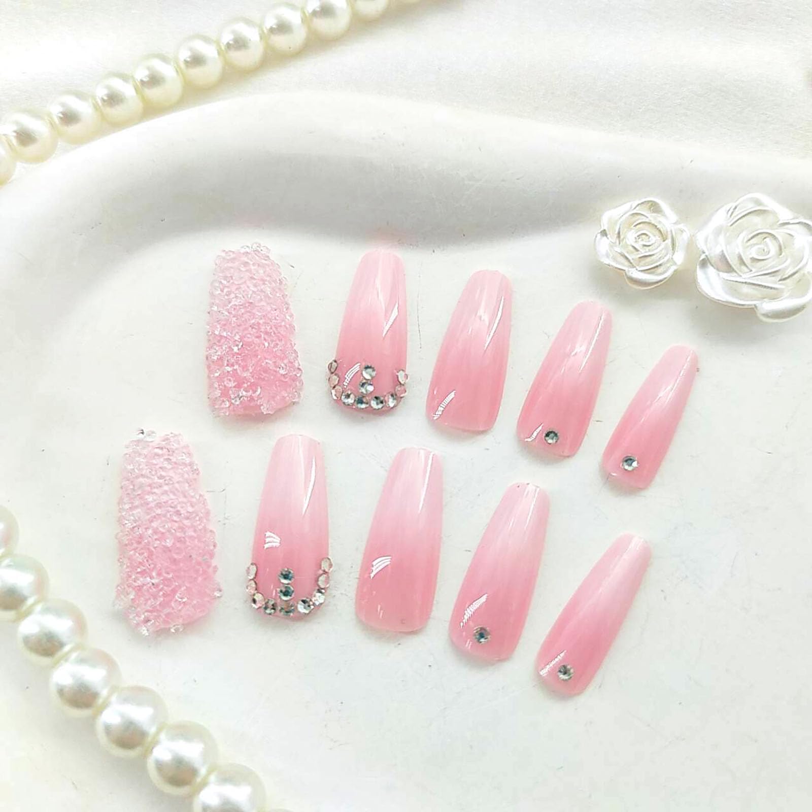 STADWWK close-up of rhinestone gradient detail highlighting decorative sparkle and glossy finish