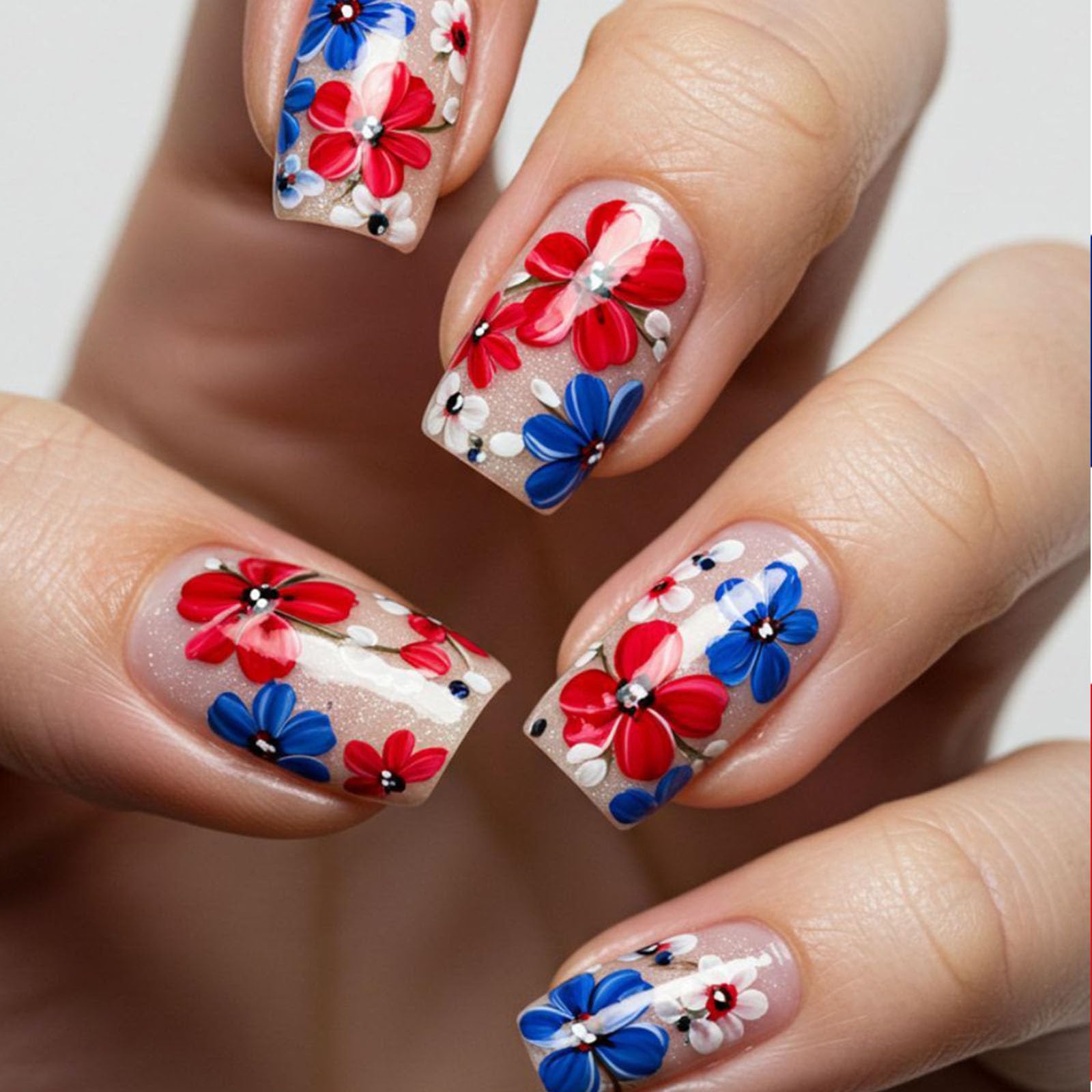 STADWWK front packaging showing 24-piece patriotic press-on set and convenience