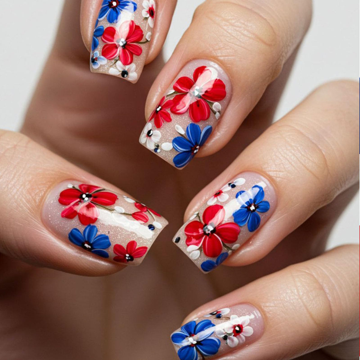 STADWWK front packaging showing 24-piece patriotic press-on set and convenience