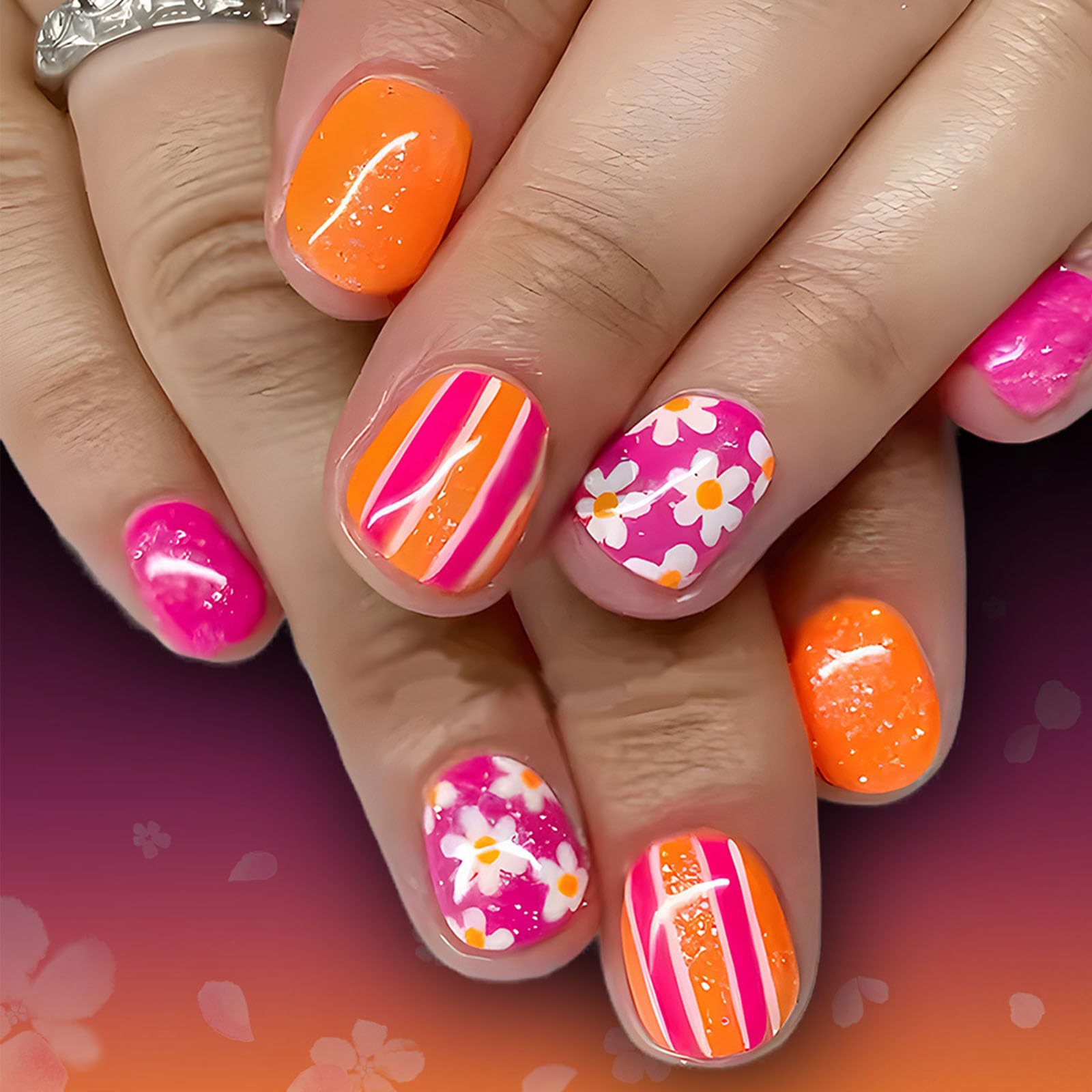 STADWWK front packaging showing 24 glossy square press-on nails for easy styling