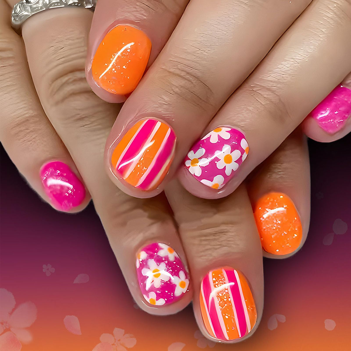 STADWWK front packaging showing 24 glossy square press-on nails for easy styling