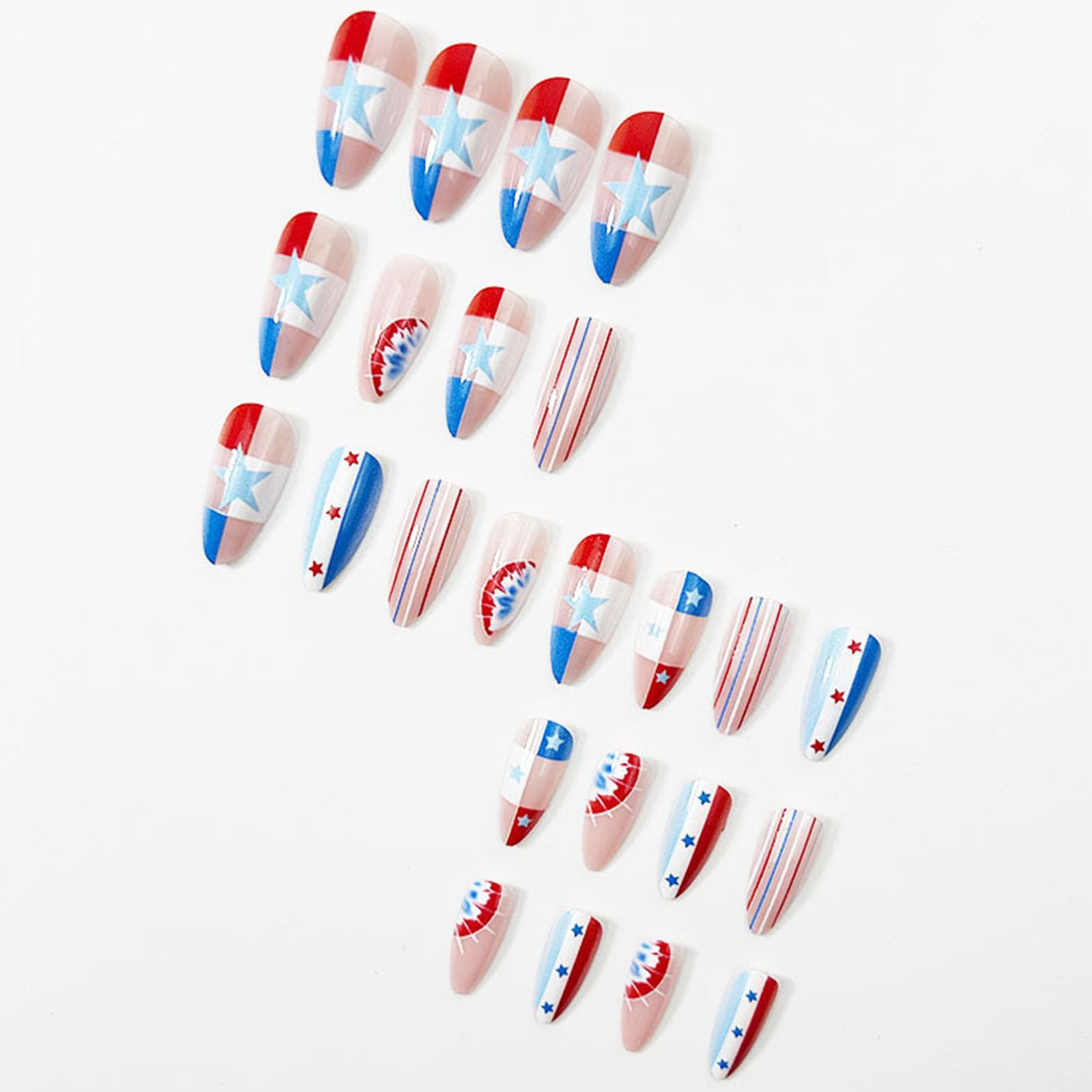 STADWWK press-on nails worn on hand showing instant patriotic manicure