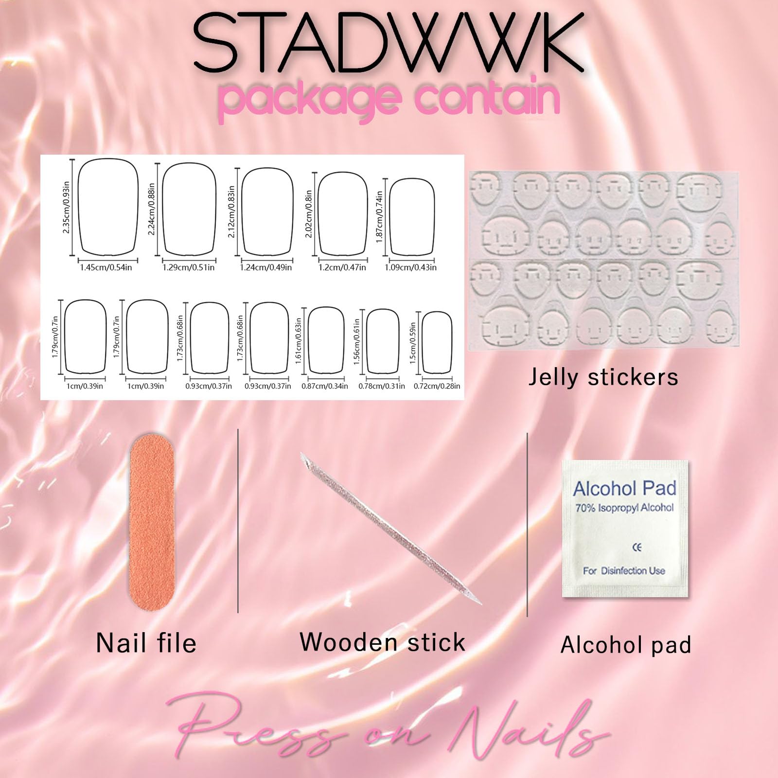 STADWWK layout of 12 sizes and 24 pieces for precise size matching benefit