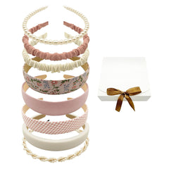 STANETCO front view of pink headband set showing variety and style