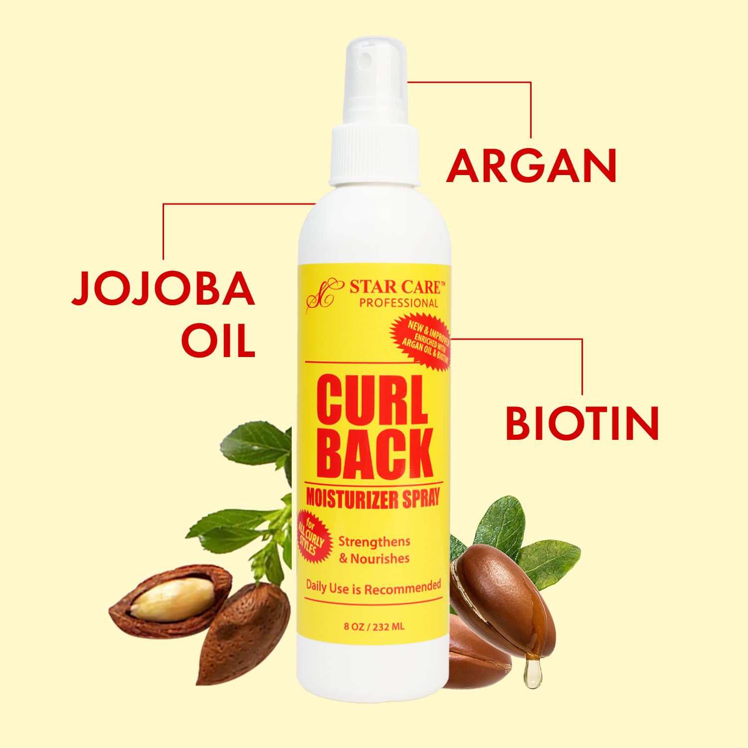 STAR CARE argan oil and biotin ingredients highlighting nourishment