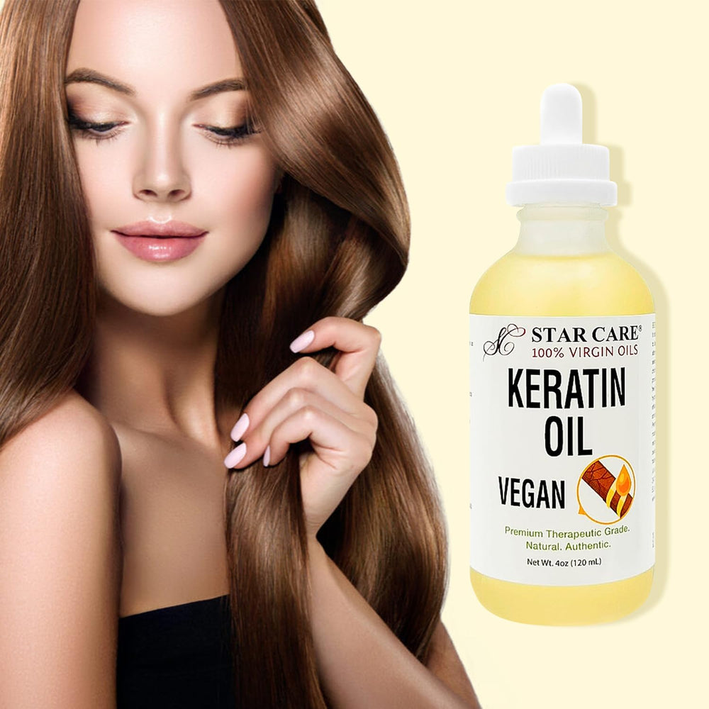 STAR CARE pouring oil close-up highlighting lightweight texture benefit