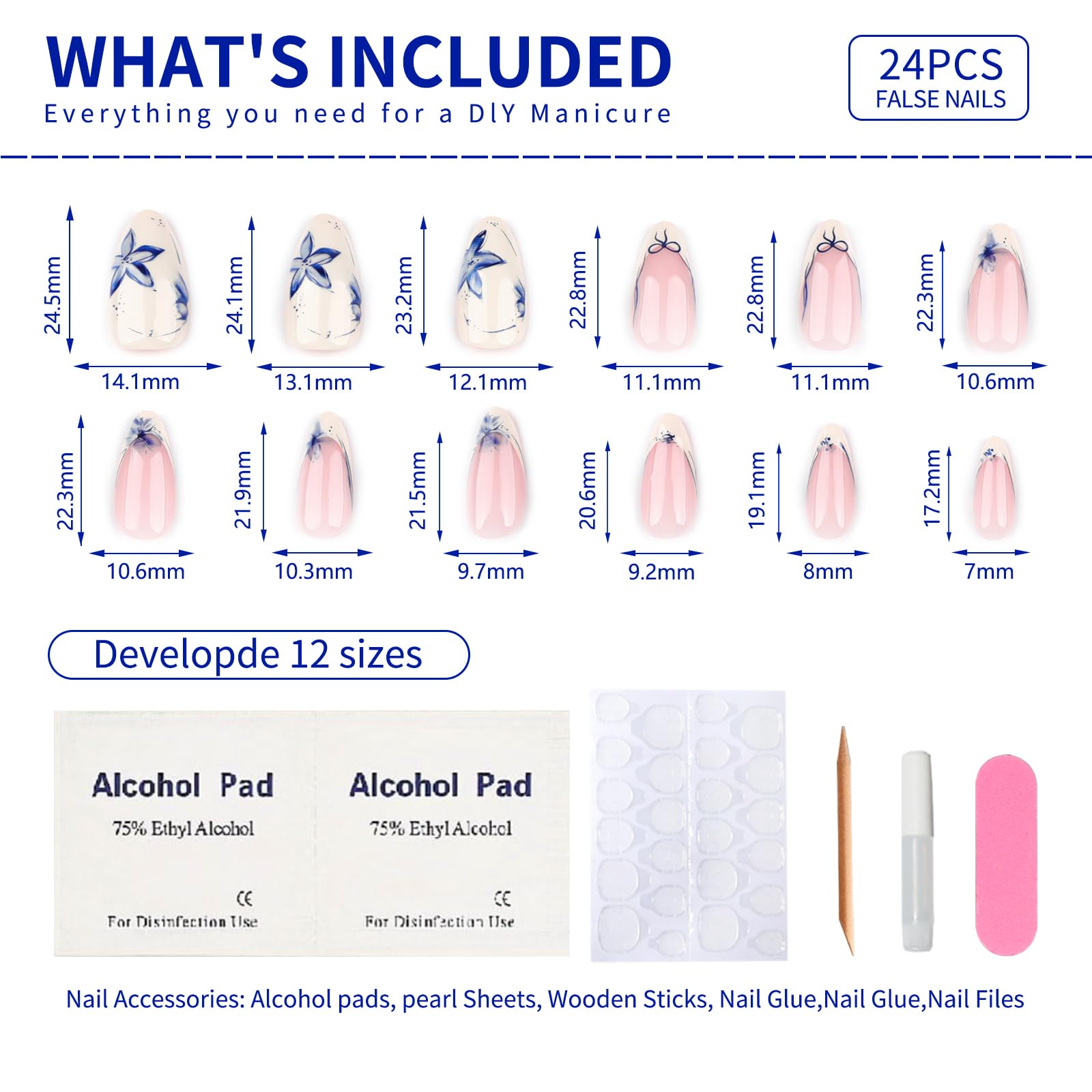 Stbisen application kit with sticky tabs, file, and cuticle stick for easy use