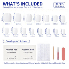 Stbisen application tools arranged including glue, cuticle stick, file, and cleaning pads for easy use