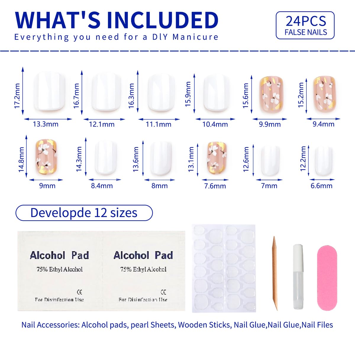 Stbisen application tools included demonstrating glue, tabs, file, and cuticle stick