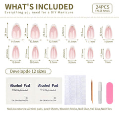 STBISEN full kit layout with glue, tabs, file and cuticle stick for easy application