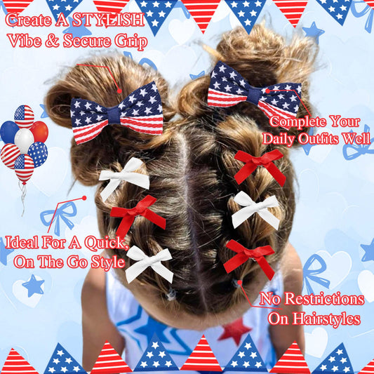 STGDAK grosgrain flag bow close-up highlighting texture and durable clip