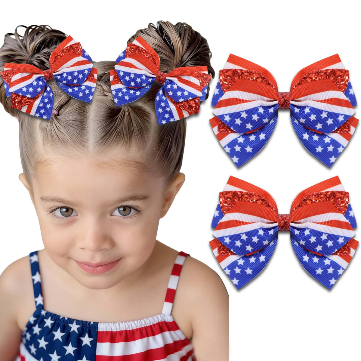 STGDAK front view of patriotic bow pack, festive finishing touch