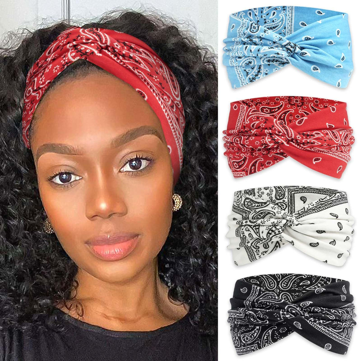 STGDAK front packaging showing four colorful bandana headbands and easy style