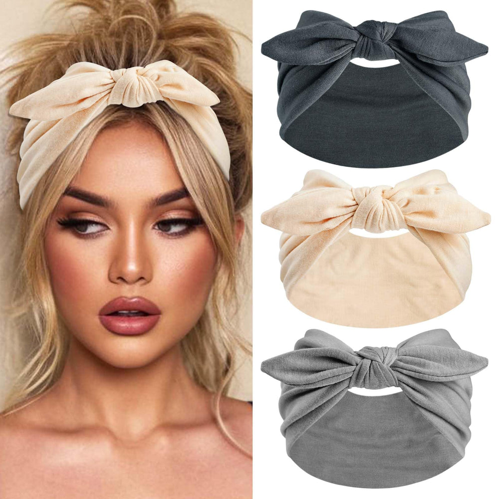 STGDAK front view of three-pack headbands showing neutral colors and neat packaging benefit versatility