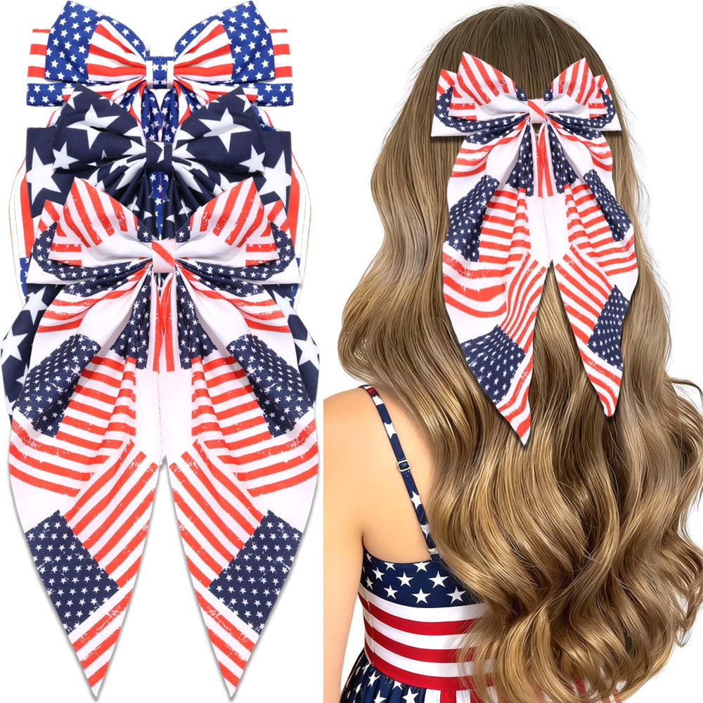 STGDAK front view of three patriotic bows showing color and shape benefit visibility