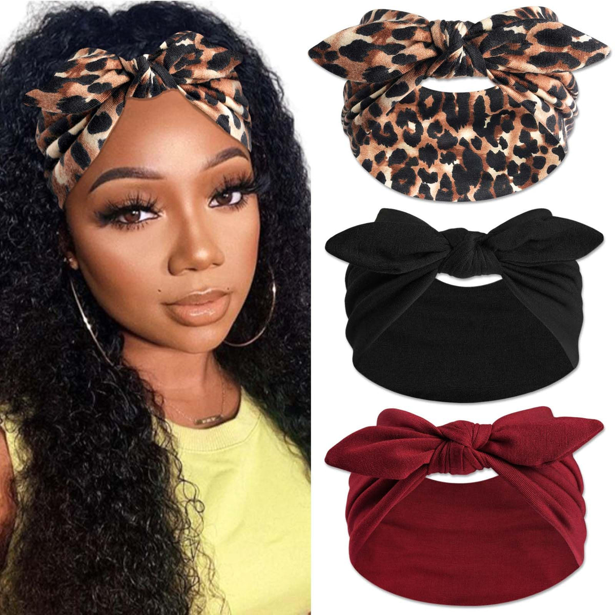 STGDAK front view black bow headband shows sleek everyday styling benefit