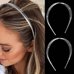 STGDAK front view showing silver layered headbands, versatile styling benefit