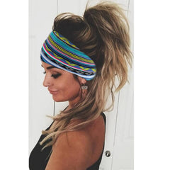 STGDAK model wearing headband while doing yoga showing sweat-wicking benefit