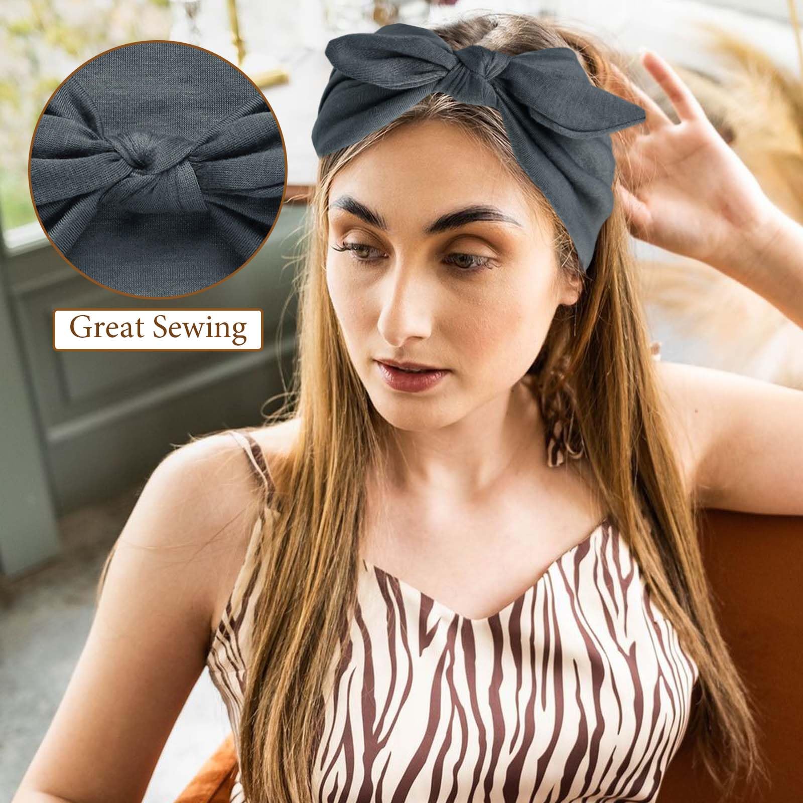 STGDAK three headbands laid flat showing cream, light gray, dark gray for mix-and-match styling