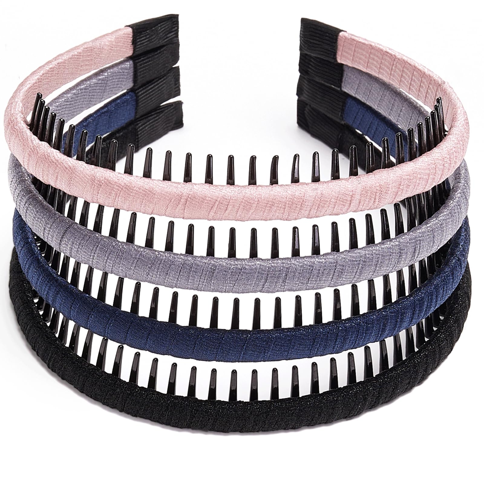STHUAHE front view of four multicolor hairbands showing set variety and convenience