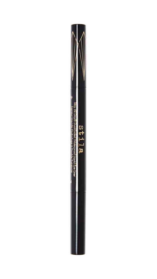 stila dual-ended pen front view showing both caps and brand — easy travel option
