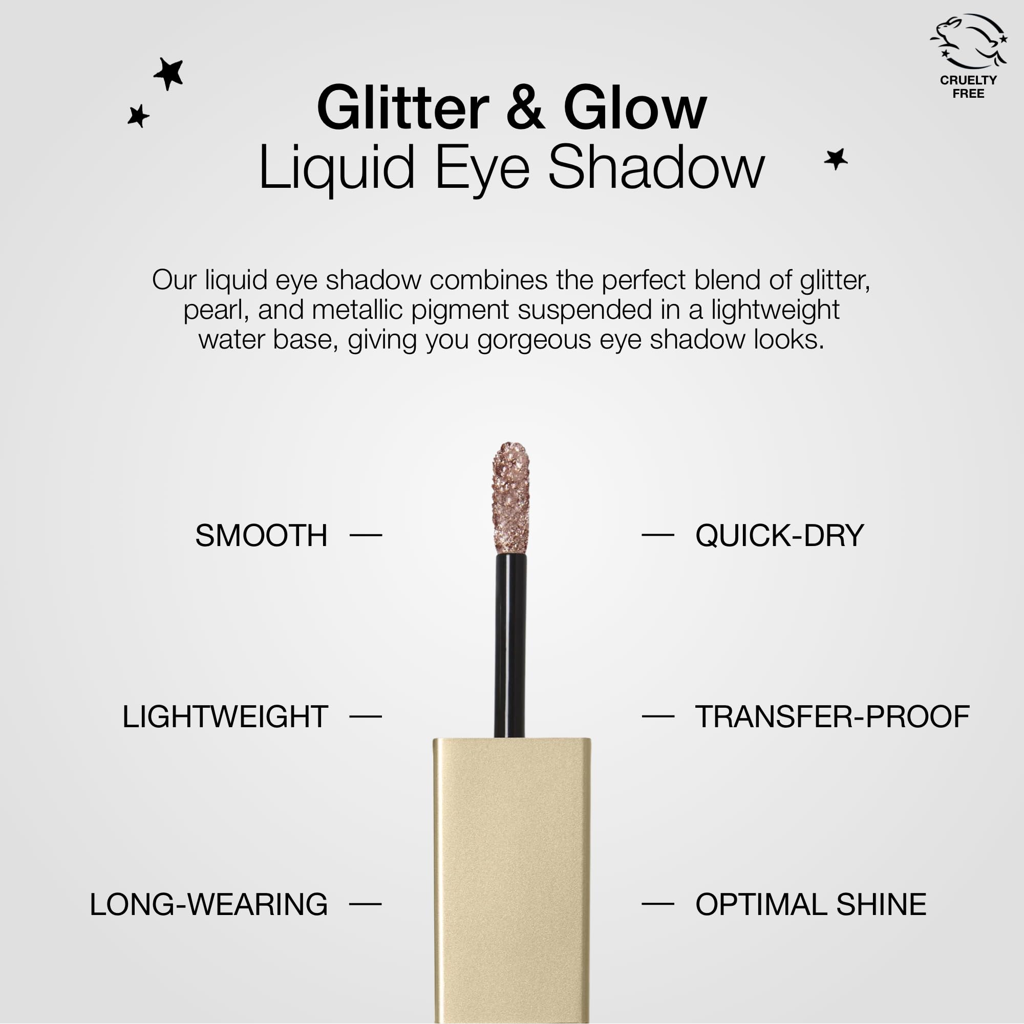 stila swatch on eyelid demonstrating Rose Gold Retro payoff and buildable sparkle