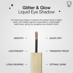 stila swatch on eyelid demonstrating Rose Gold Retro payoff and buildable sparkle