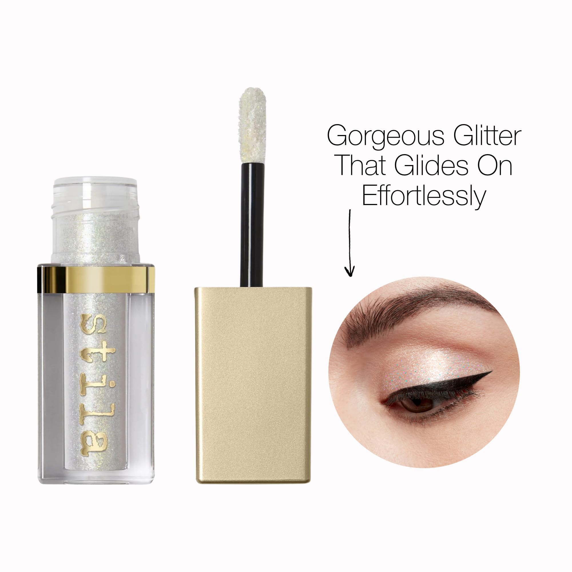 stila swatch on skin highlighting glitter texture and high-shine payoff for shimmer preview