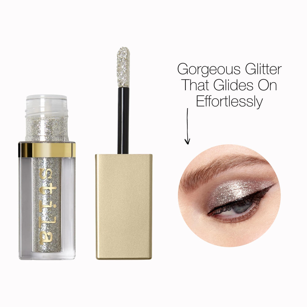 stila texture glitter swatch on skin, shows high shine and smooth finish