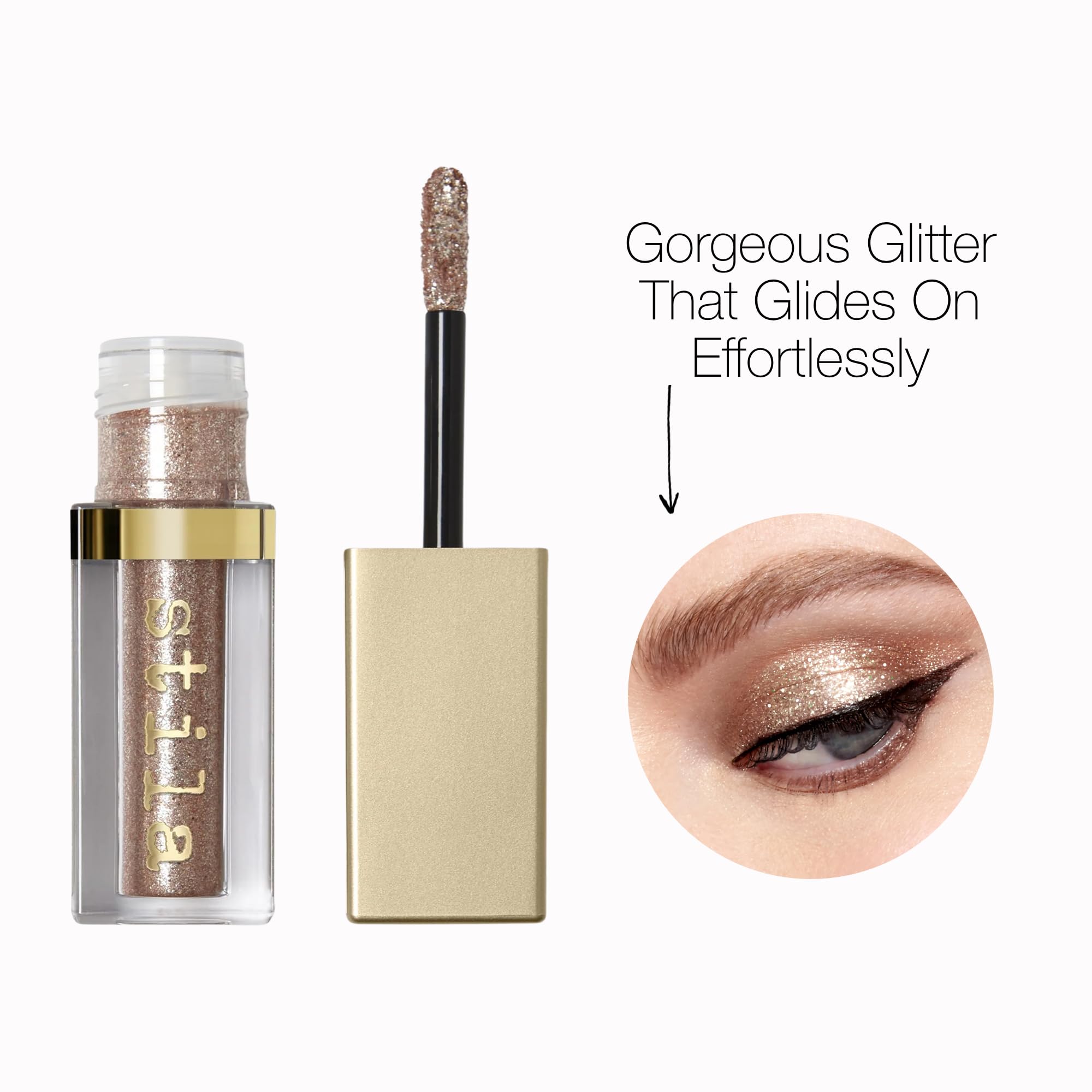 stila texture swirled on skin revealing lightweight water-base and intense metallic shine