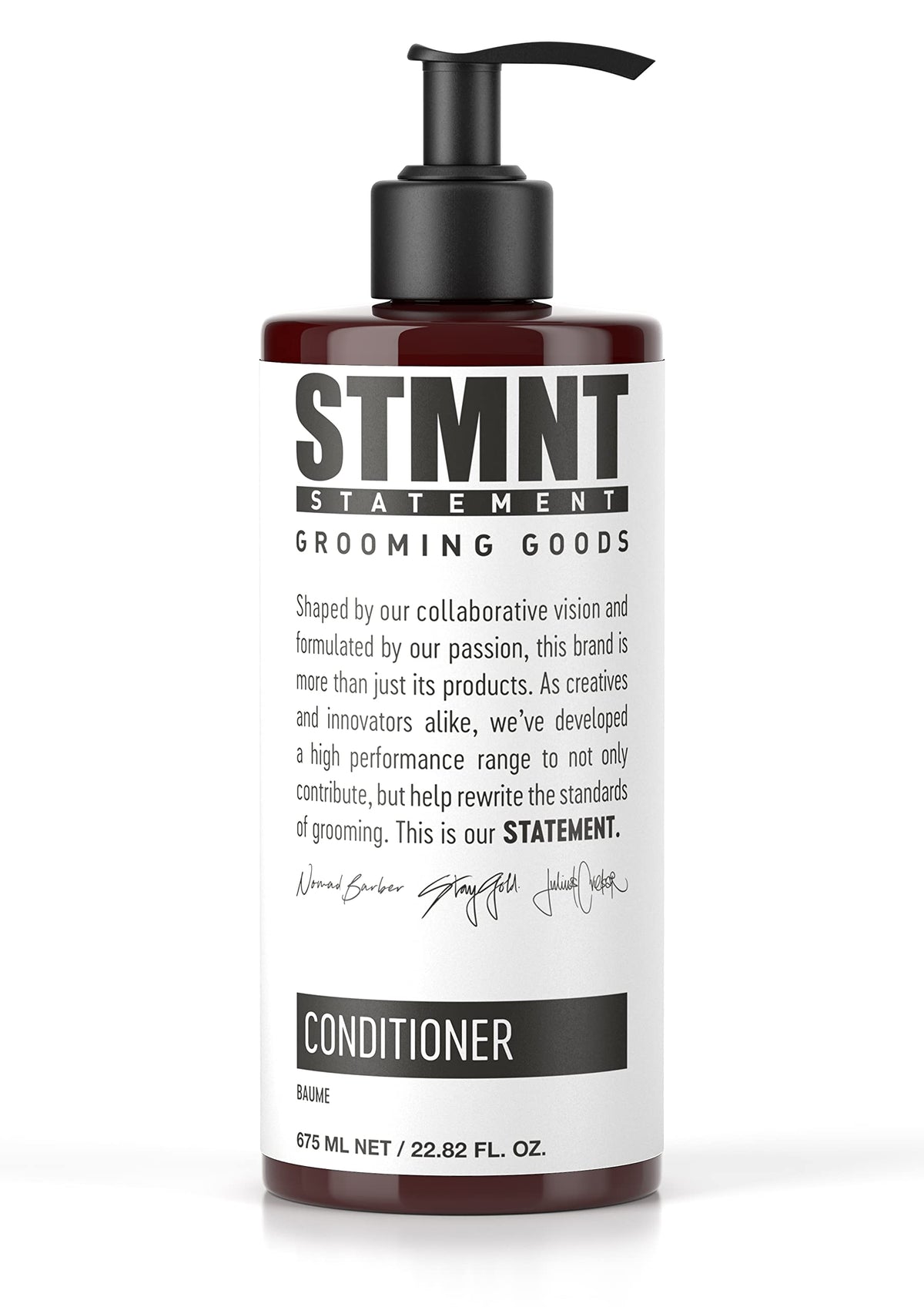 STMNT conditioner front packaging showing 22.8 oz bottle and fragrance benefit
