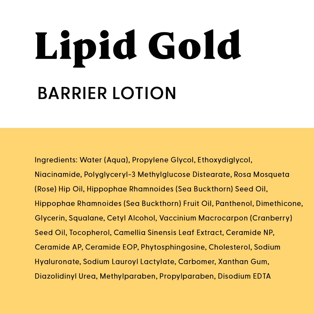 Stratia Lipid Gold packaging label close detail showing ingredients and clarity