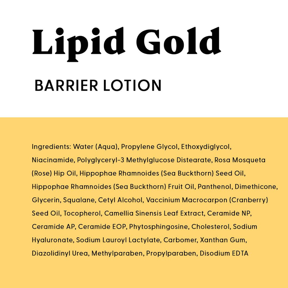 Stratia Lipid Gold packaging label close detail showing ingredients and clarity