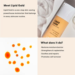 Stratia Lipid Gold applied after serum on skin to lock in moisture and soothe