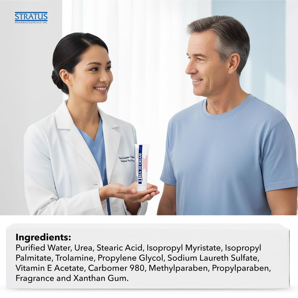 STRATUS PHARMACEUTICALS 3 oz tube next to common objects to show compact travel-friendly size