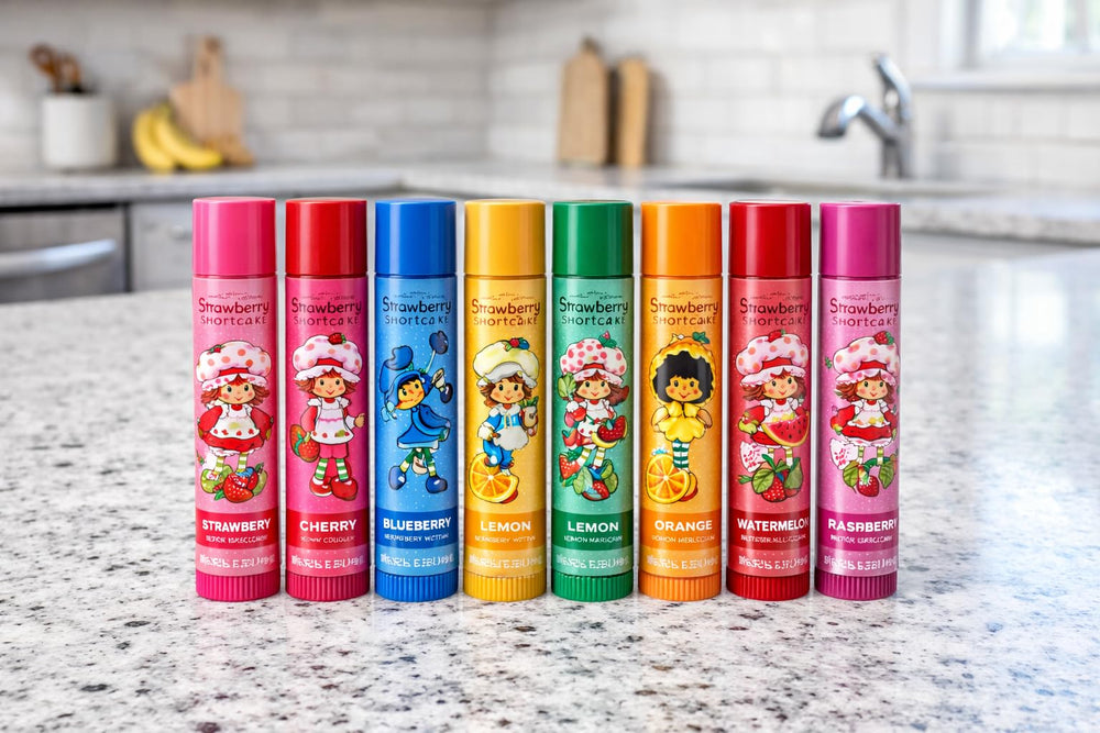 Strawberry Shortcake eight tubes laid out flat, ideal for sharing and gifting