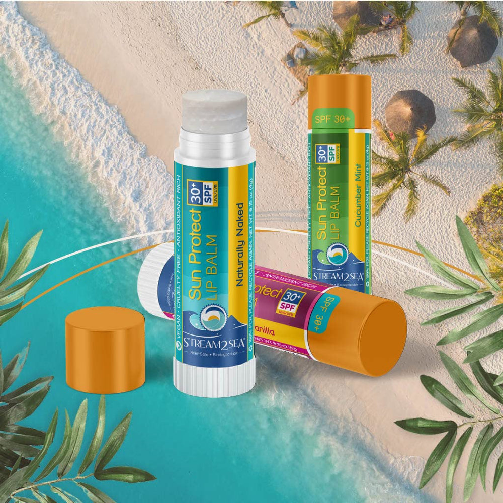 STREAM 2 SEA close-up label TerraSkin paper emphasizing sustainable packaging
