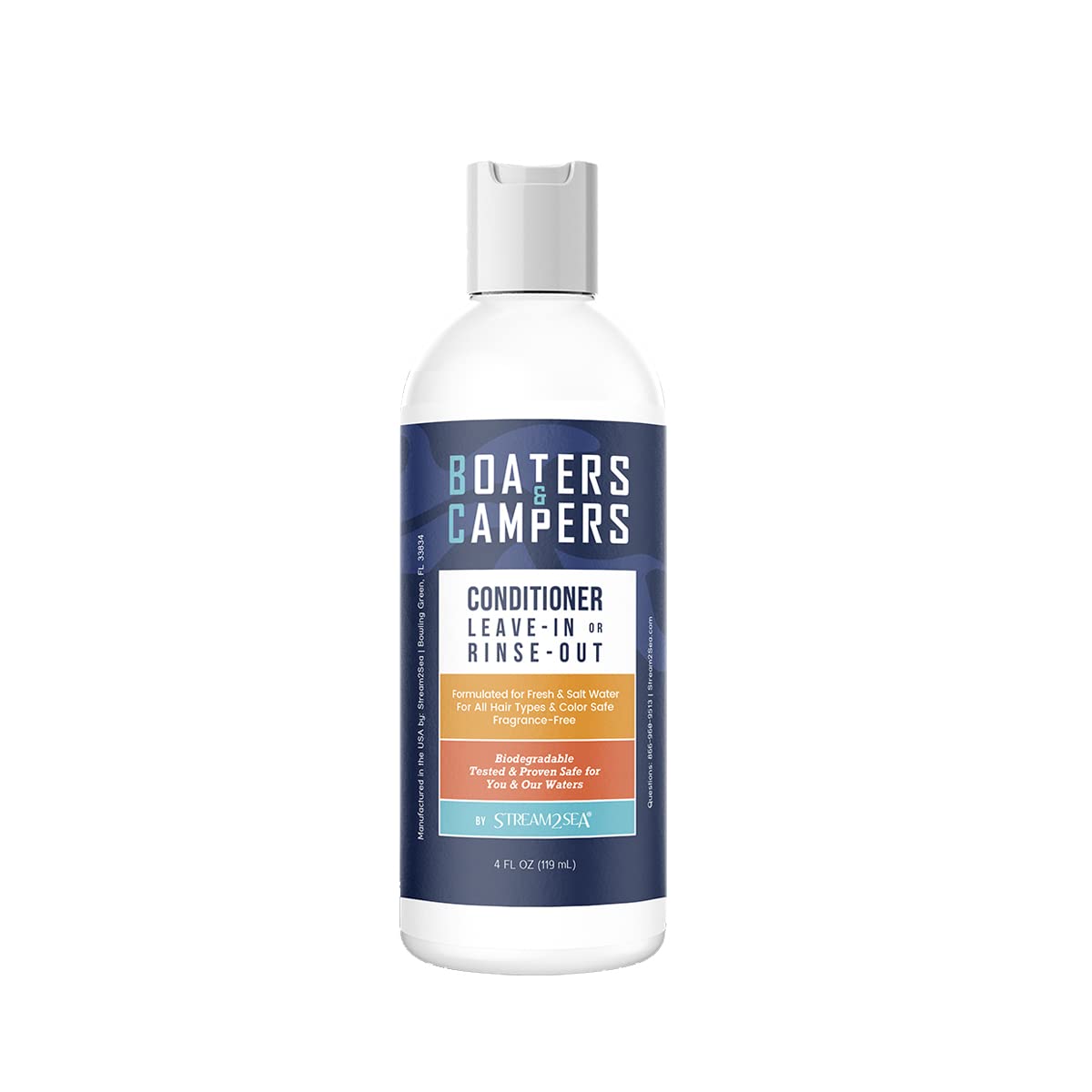 STREAM 2 SEA front tube showing 4 oz reef-safe conditioner, travel-friendly