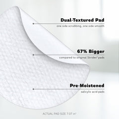 Hand applying Stridex XL pad to shoulder demonstrating easy use