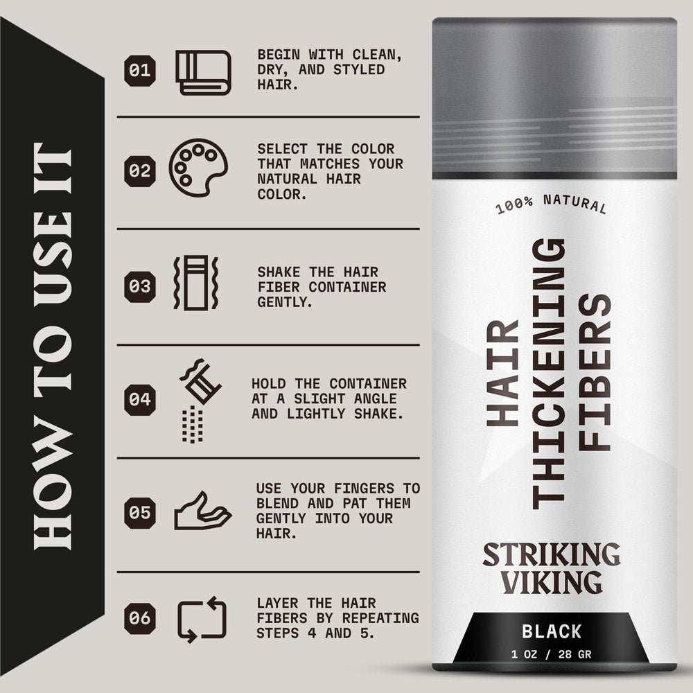 Striking Viking fibers blended into hair close detail for undetectable finish