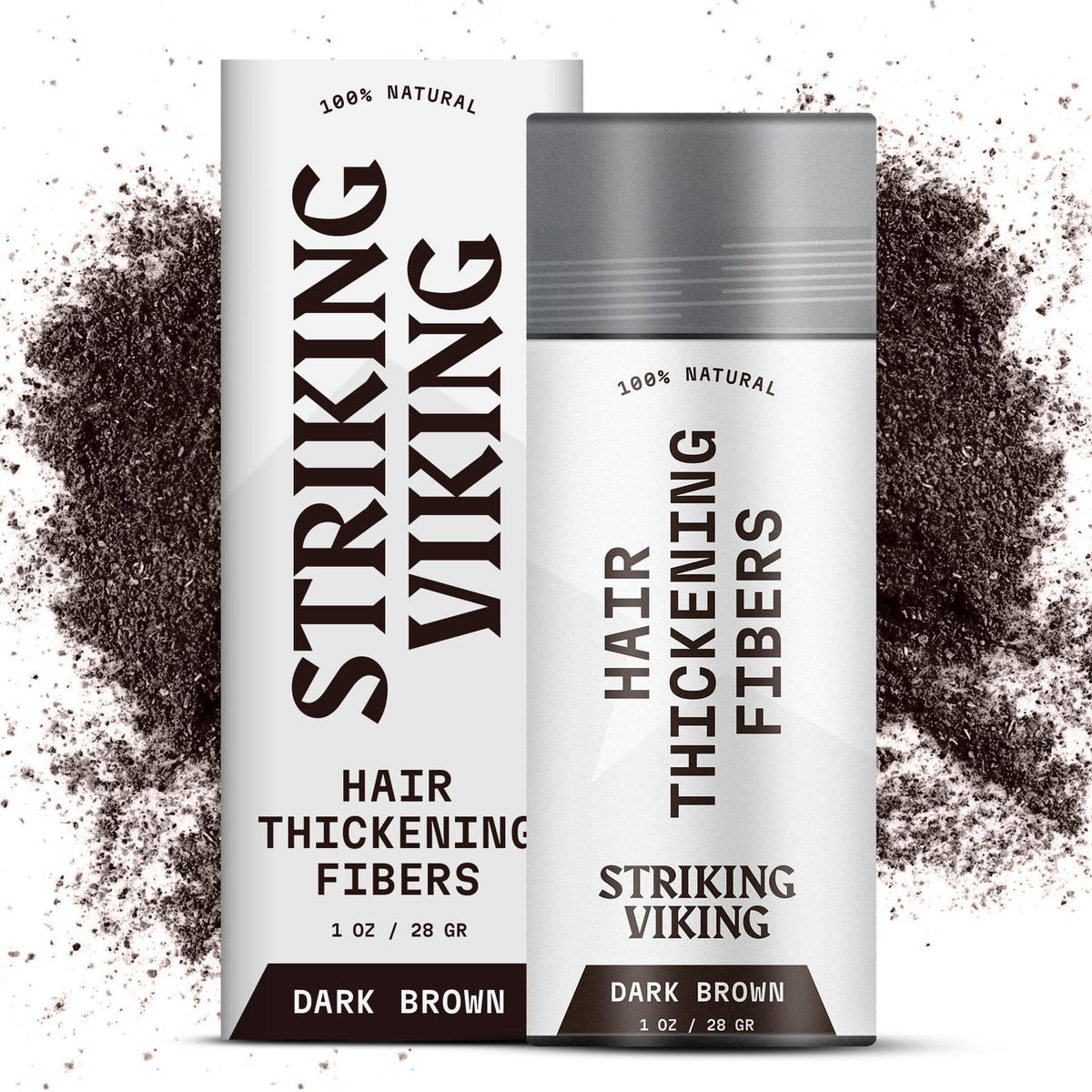 Striking Viking jar front view showing dark brown fibers and neat packaging benefit ease