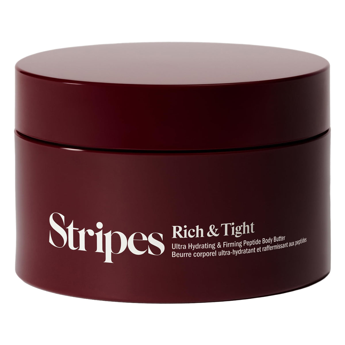 STRIPES jar front view showing label and size for clear identification and trust