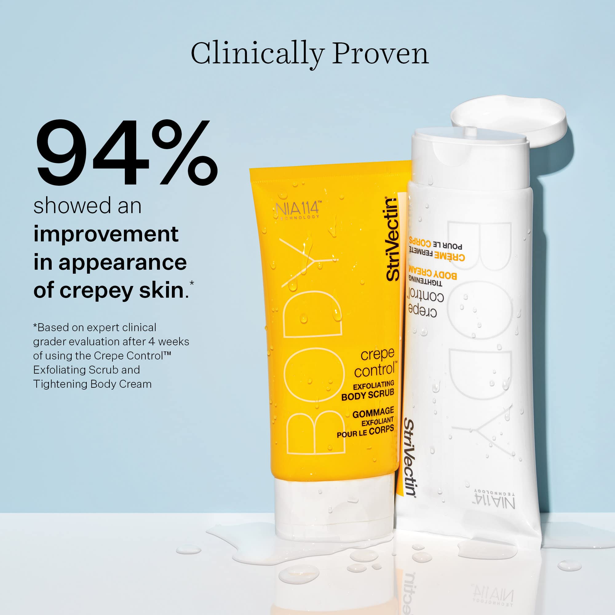 StriVectin before and after legs showing firmer, brighter appearance