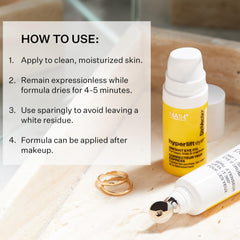 Model applying StriVectin under eye demonstrating instant smoothing benefit