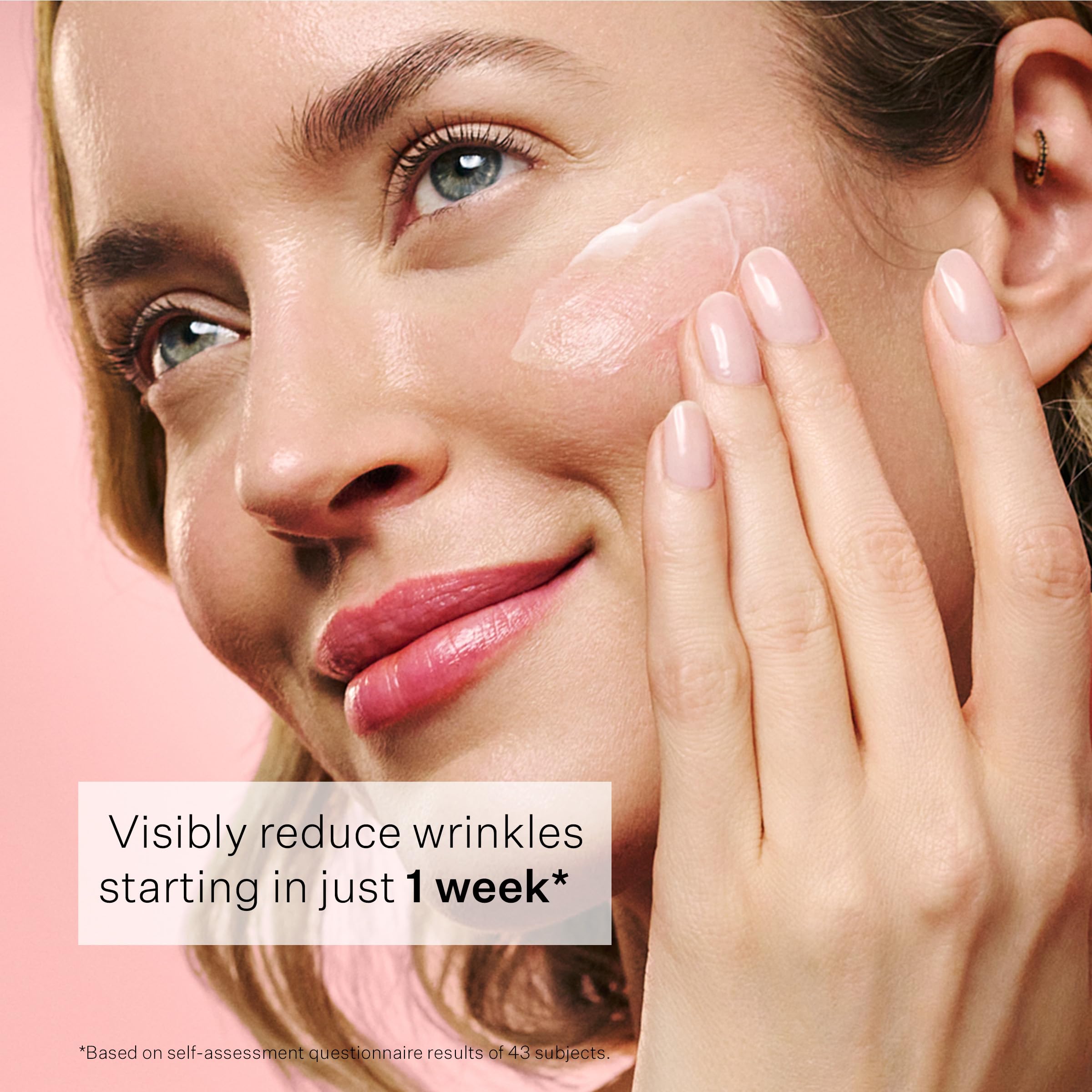 Close-up of StriVectin peptide ingredients display, highlighting collagen-supporting benefit