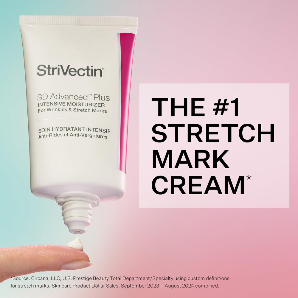 StriVectin open jar texture close-up, showing rich cream and immediate hydration effect