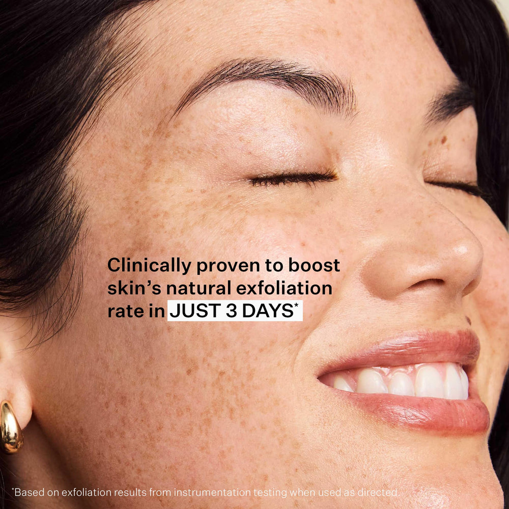 StriVectin pad being applied to cheek demonstrating easy daily use and smooth results