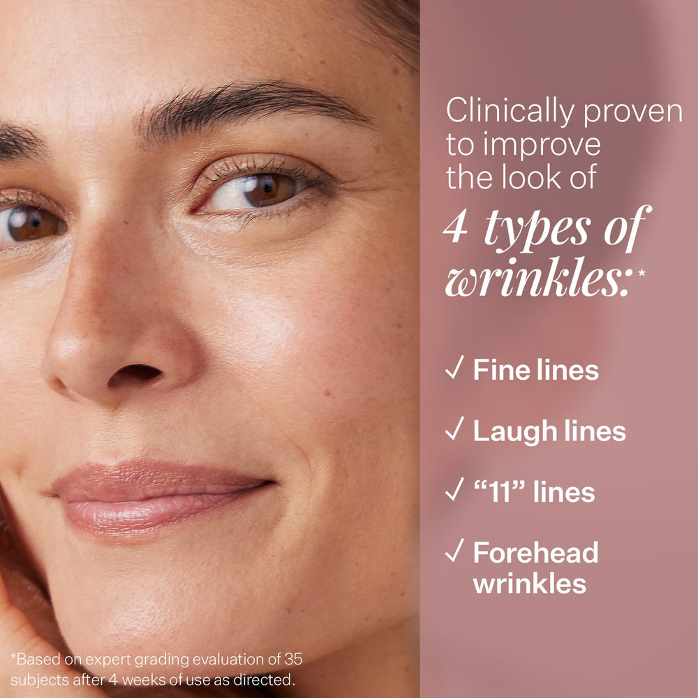 StriVectin applying cream to cheek to show visible plumping and hydrated skin effect
